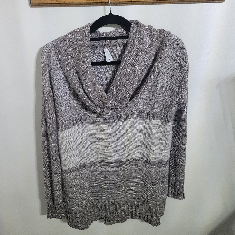 Vanity Brown & Cream Cowl Neck Sweater, Size M